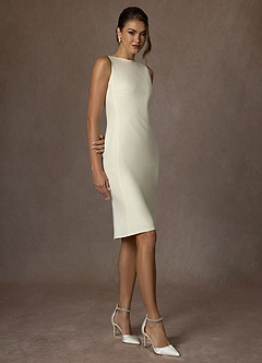 front Charlotte Ivory Refined Weave Dress