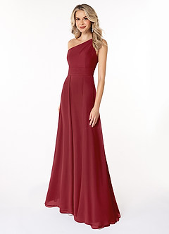Azazie Dallas Bridesmaid Dresses Pomegranate A-Line One Shoulder Chiffon Dress image1