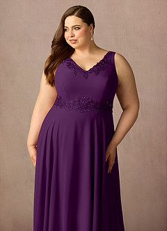 Azazie Devana Mother of the Bride Dresses Grape A-Line Sequins Chiffon Dress image15