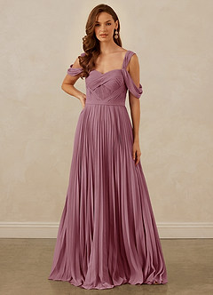 Christian Siriano Bridal for Azazie 1013 Bridesmaid Dresses Vintage Mauve A-Line Off the Shoulder Chiffon Dress image8
