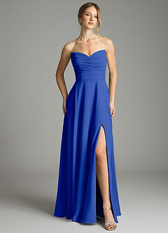 Azazie Ayla Abiti da Damigella Abito A-Line in Chiffon Scollo a Cuore Blu Reale image5