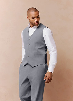 front Savile Grey Wool Blend Suit Vest