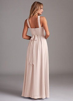 Azazie Dixie Bridesmaid Dresses Rose Petal A-Line Halter Pleated Chiffon Dress image2