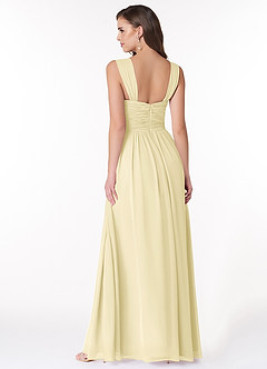 Azazie Zapheira Bridesmaid Dresses Lemon Sorbet A-Line Ruched Chiffon Dress image2