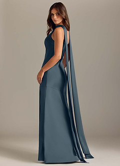 Azazie Kinsley Robes de demoiselle d'honneur Robe Sirène en Satin extensible Fente Latérale Violet Crépusculaire image6