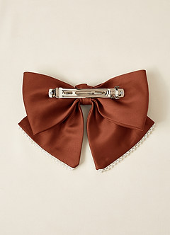 front Pince à cheveux avec nœud en satin et perles de couleur assortie