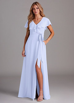 Azazie Lainey Vestidos de damas de honor Vestido de Lavanda de Gasa de Corte en A con Con bolsillos image7