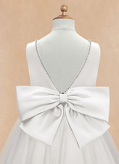 Azazie Seline Flower Girl Dresses Ivory White A-Line Bow Tulle Dress image9