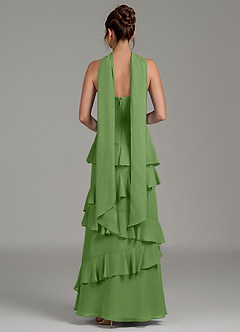 Azazie Imani Final Sale Steel Blue A-Line Ruched Chiffon Dress image4