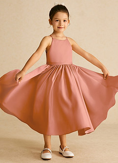 Azazie Sunray Flower Girl Dresses MAI TAI A-Line Spaghetti Strap Matte Satin Dress image2