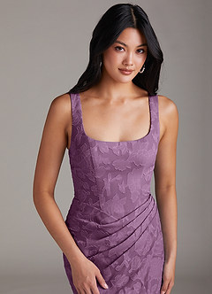Azazie Mero Bridesmaid Dresses Wisteria Sheath Pleated Floral Burnout Dress image6
