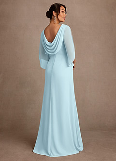 Azazie Anaheim Mère de la mariée Robes Robe Trapèze en Mousseline de soie Plissé Bleu Nuage image2