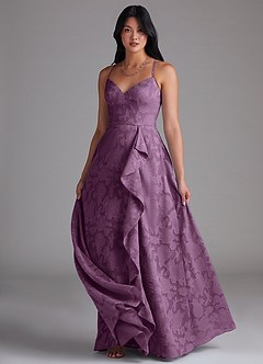 Azazie Naeem Brautjungfernkleider A-Linie Herzausschnitt Blumen-Burnout Kleid Blauregen image4