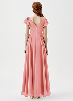 Azazie Caria Junior Coral A-Line Pleated Chiffon Dress image4