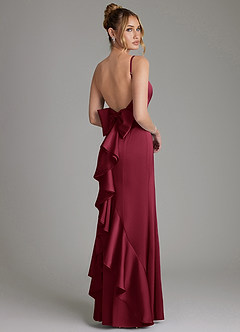 Azazie Zherra Bridesmaid Dresses Burgundy Mermaid Bow Stretch Satin Dress image1