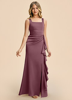 Azazie Adrienne Junior Robe Fourreau en Satin extensible Plissé Améthyste image6