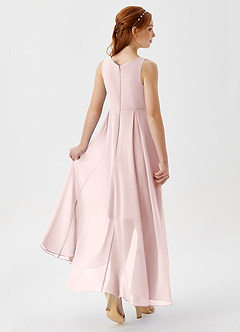 Azazie Lizette Junior Blushing Pink A-Line Pleated Chiffon Dress image2