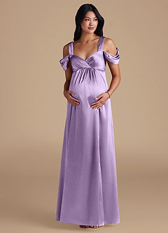 Azazie Rhea Maternity Bridesmaid Dresses A-Line Pleated Metallic Satin Floor-Length Dress image6
