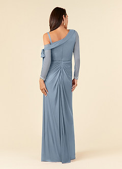 Azazie Marna Mother of the Bride Dresses Dusty Blue Sheath One Shoulder Mesh Dress image6