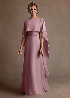 Azazie Marilla Klänningar till brudens mor Klä A-Line i Chiffong Plisserad Dammig Ros image4