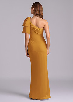 Azazie Yuanna Bridesmaid Dresses Butterscotch Mermaid One Shoulder Chiffon Dress image2