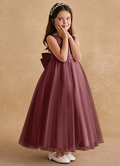 Azazie Cookie Flower Girl Klänningar Klänning A-Line i Tyll Rosett image3
