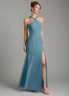 Azazie Rue Bridesmaid Dresses Bermuda A-Line Halter Chiffon Dress image1