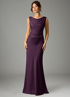 Azazie Kieryn Brautjungfernkleider Meerjungfrau-Linie Plissee Stretch-Satin Kleid Pflaume image1