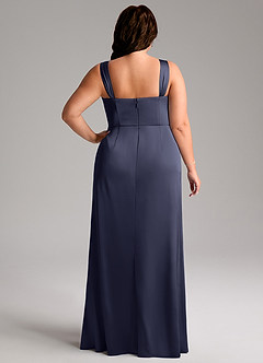 Azazie Denice Bridesmaid Dresses Stormy Sheath Pleated Stretch Satin Dress image11