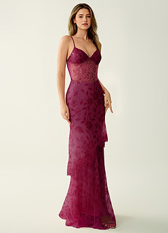 Fayerosa Burgundy Beading Sequin Embroidery Prom Dress image4