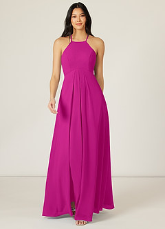 Azazie Sarah Jurken voor bruidsmeisjes Jurk van Chiffon met rijk Geplooid Fuchsia image1
