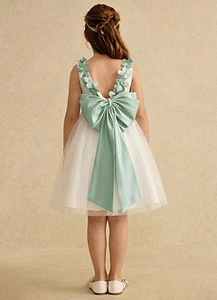 Azazie Lona Flower Girl Klänningar Klä A-Line i Matt satäng Rosett image2