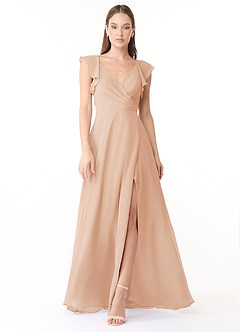 Azazie Yoko Bridesmaid Dresses English Rose A-Line Ruched Chiffon Dress image2