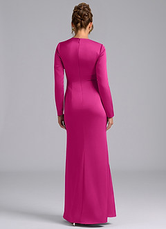Azazie Valerie Vestidos de damas de honor Vestido de Fucsia de Satén Elástico de Corte Sirena con Manga larga image2