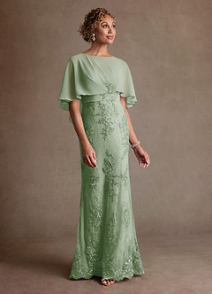 Azazie Amrita Mother of the Bride Dresses Dusty Sage Mermaid Lace Chiffon Dress image4