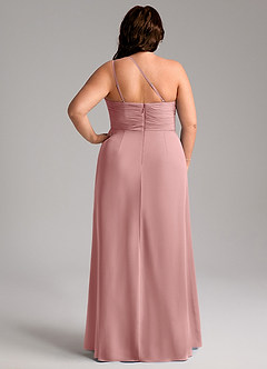 Azazie Eren Jurken voor bruidsmeisjes Jurk van Chiffon met Kolom One-Shoulder Stoffige Roos image2