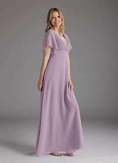 Azazie Alessa Final Sale Wisteria A-Line V-Neck Pleated Chiffon Dress image2