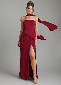 Azazie Tierney Bridesmaid Dresses Burgundy A-Line Strapless Chiffon Convertible Dress image1