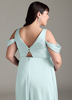 Azazie Rhea Maternity Bridesmaid Dresses A-Line Off-The-Shouler Pleated Stretch Satin Floor-Length Dress image13
