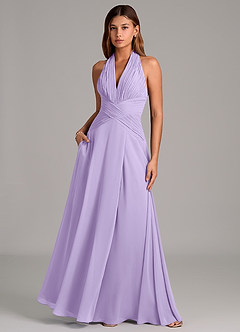Azazie Elizabeth Brautjungfernkleider A-Linie Plissee Chiffon Kleid Flieder image5
