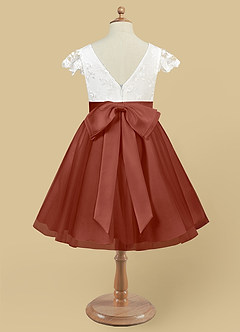 Azazie Vetty Flower Girl Dresses Ivory Auburn A-Line Lace Tulle Dress image10