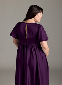 Azazie Verna Maternity Bridesmaid Dresses A-Line Ruched Stretch Satin Floor-Length Dress image10