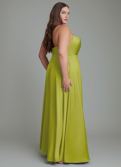 Azazie Sarella Robes de demoiselle d'honneur Robe Trapèze en Satin extensible Plissé Citronnelle image7