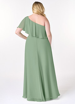 Azazie Lizzy Bridesmaid Dresses Matcha A-Line One Shoulder Chiffon Dress image9