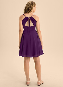 Azazie Avelina Junior Grape A-Line Pleated Chiffon Dress image2