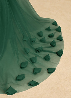 Azazie Lorita Flower Girl Dresses Dark Green A-Line Beaded Tulle Dress image9