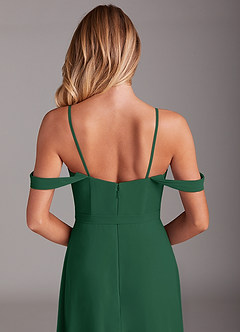 Azazie Aaron Final Sale Dark Green A-Line Off the Shoulder Chiffon Convertible Dress image9