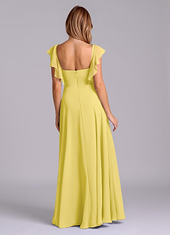 Azazie Leilani Bridesmaid Dresses Canary A-Line Pleated Chiffon Dress image2