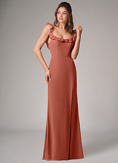 Azazie Callie Bridesmaid Dresses Clay Mermaid Side Slit Chiffon Convertible Dress image3