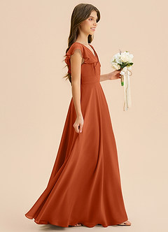 Azazie Anysa Junior Robe Trapèze en Mousseline de soie Rayé Orange Brûlée image4